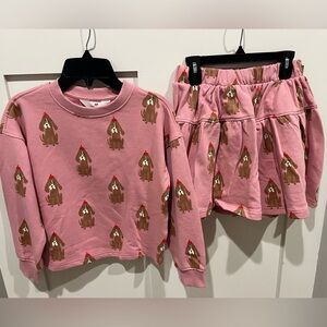 H&M Pink Girls' Dog-Print Top/Skirt Set